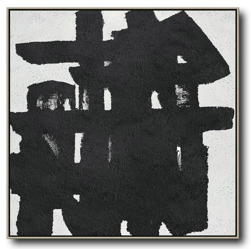Large Abstract Art Handmade Painting,Oversized Minimal Black And White Painting,Abstract Painting Modern Art #G0J5